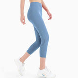 Brushed Yoga Pants Women's Nude Feeling Tight Hips High-Blue-2