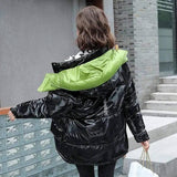 LOVEMI - Lovemi - Casual fashion contrast color shiny down coat