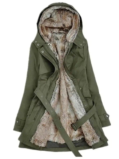 Stylish Fall Jacket for Women with Hood-Army Green-2