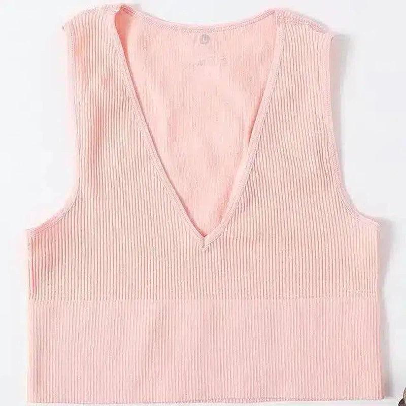 Women's Knit Sleeveless V-Neck Sweater Vest-Pink-7