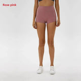 Coloravlue Soft Nylon Fitness Jogger Shorts Women High Waist-Rosepink-17