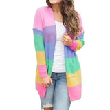 LOVEMI - Lovemi - Colorful rainbow stitching cardigan