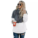 contrast color thick plush wool pullover-White-2