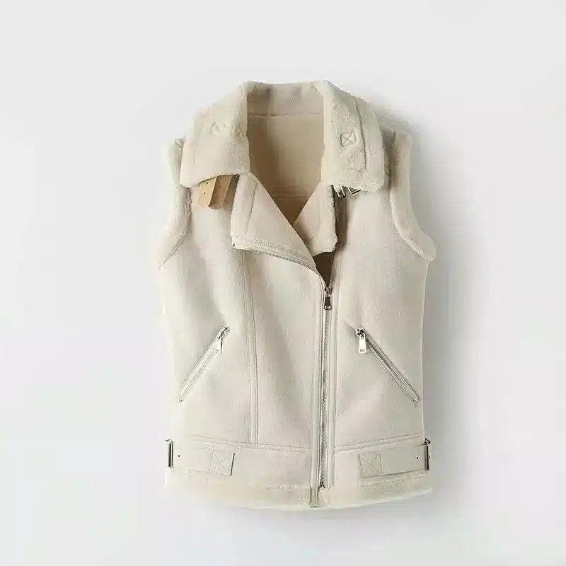 Premium Deerskin Vest for Stylish Comfort-Rice white-2