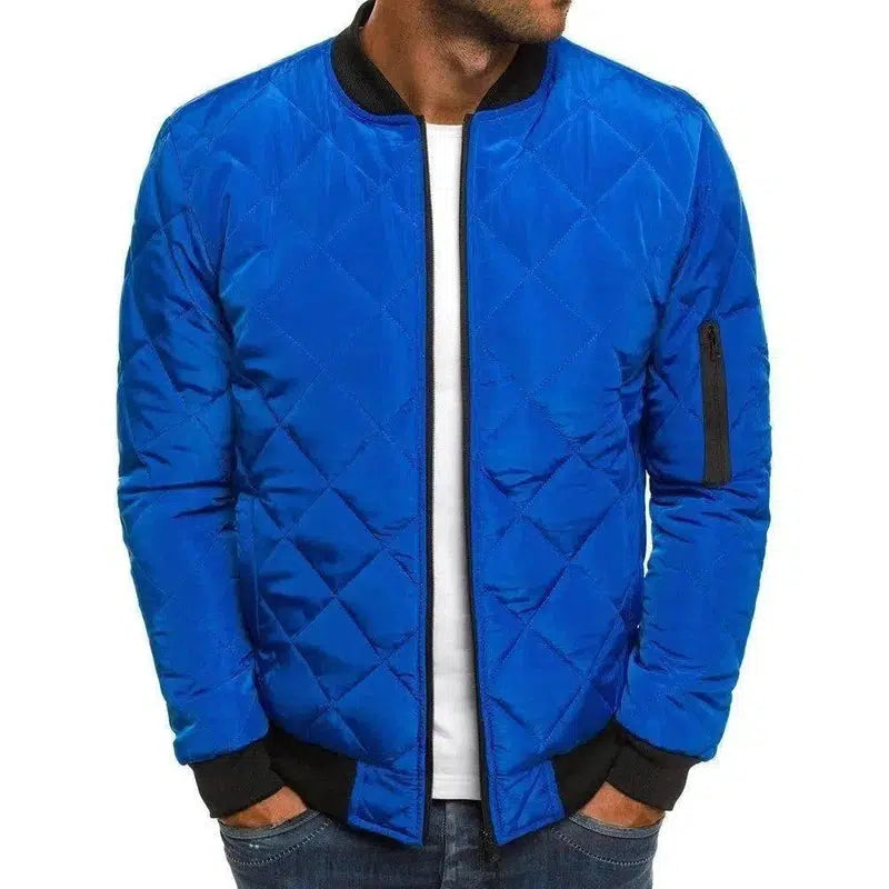 Diamond Stitched Small Padded Jacket-royal blue-2