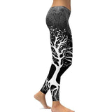 Digital print leggings Fashion leg stretch tight leggings-A Black-10