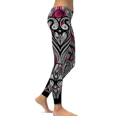 Digital print leggings Fashion leg stretch tight leggings-C Pink-12