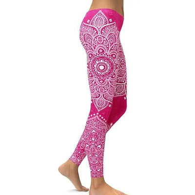 Digital print leggings Fashion leg stretch tight leggings-B Pink-7