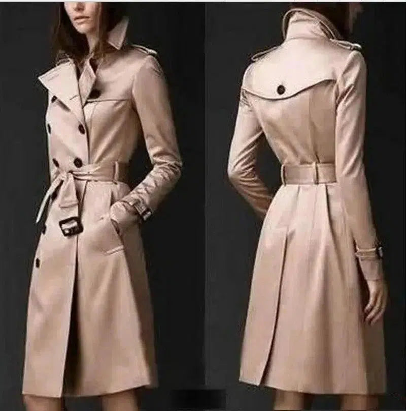 Stylish Double Breasted Trenchcoat for All Seasons-Khaki-1