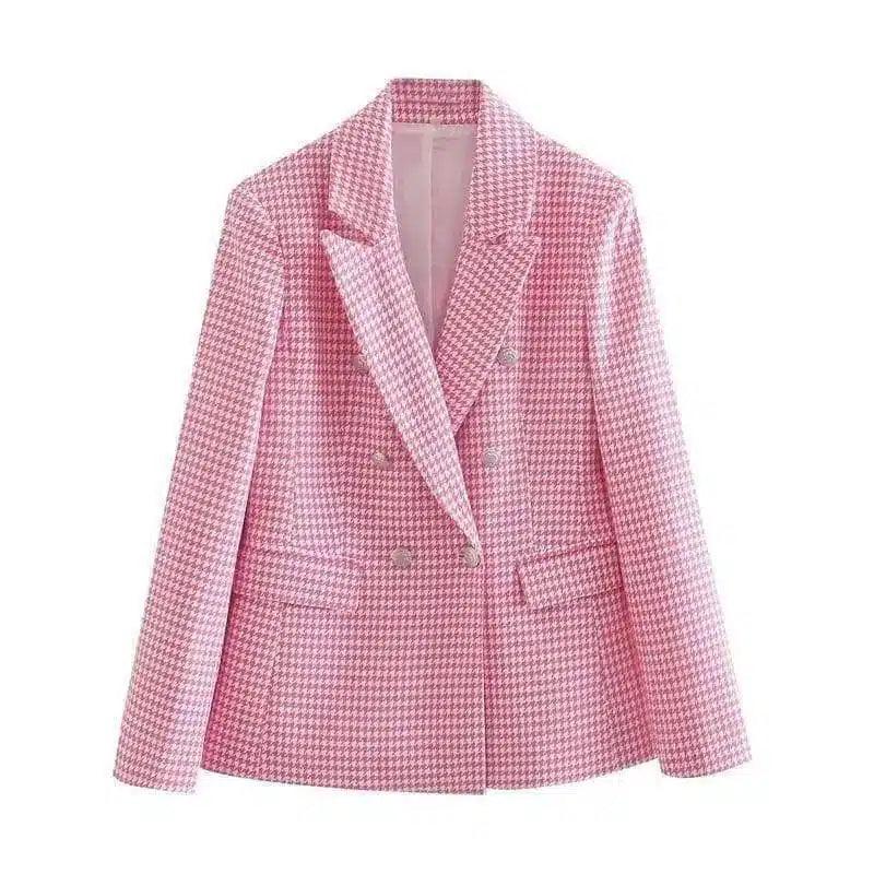 LOVEMI - Lovemi - Fashion Houndstooth Slim-fit Casual Blazer