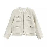 Fashion Simple Solid Color Small Suit Jacket-Beige-2