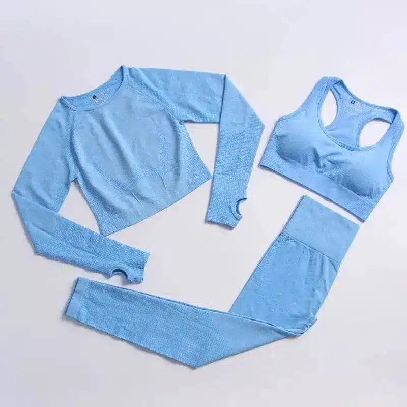 Women's Activewear Set - Gym Top & Leggings-Blue-14