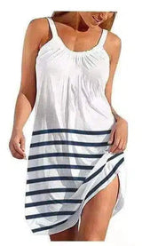 Sleeveless Printed Beach Cover-Up Dress-White-2