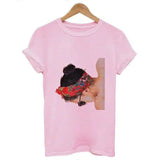 Stylish Graphic Tee with Illustrated Design-4pink-5