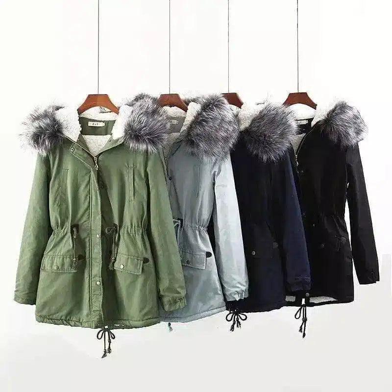 LOVEMI - Lovemi - Hooded large fur collar plus fleece coat