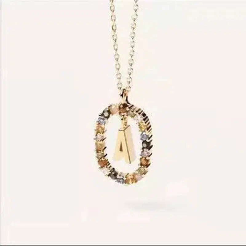 Initial 'A - Z' Crystal Pendant Necklace Gold-Tone-1