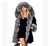 LOVEMI - Lovemi - Large fur collar warm coat long hooded coat cotton