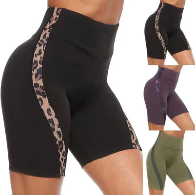 Leopard Stitching Yoga Pants Leggings Shorts Women-1