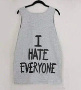 Slogan Tank Top for Casual Wear-gray-4