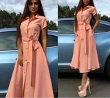 Long Shirt Dress-Pink-8