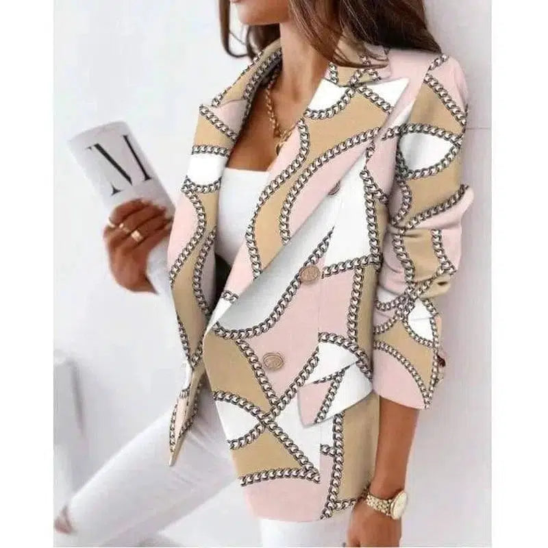 Long-Sleeved Double-Breasted Fashion Print Suit-4color-11