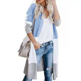 Women's Casual Long Cardigan Sweater-Blue-4