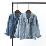 LOVEMI - Lovemi - Loose lapel washed denim jacket