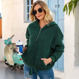 LOVEMI - Lovemi - Loose Plush Pullover Socket Solid Color Sweater