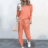 LOVEMI - Lovemi - Loose Solid Color Long Sleeve Casual Set