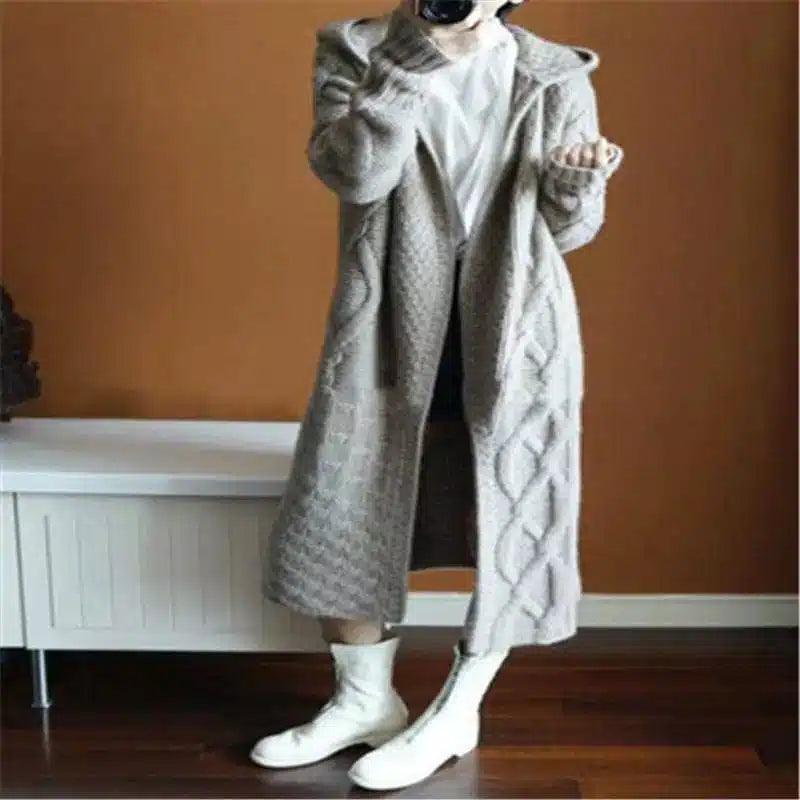 Warm Knitted Long Winter Coat-1