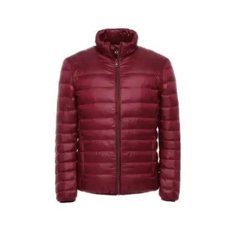 Men's light down jacket men's stand collar winter jacket XL-Red wine-4