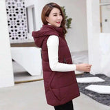 Mid-length down cotton vest-Wine red-1