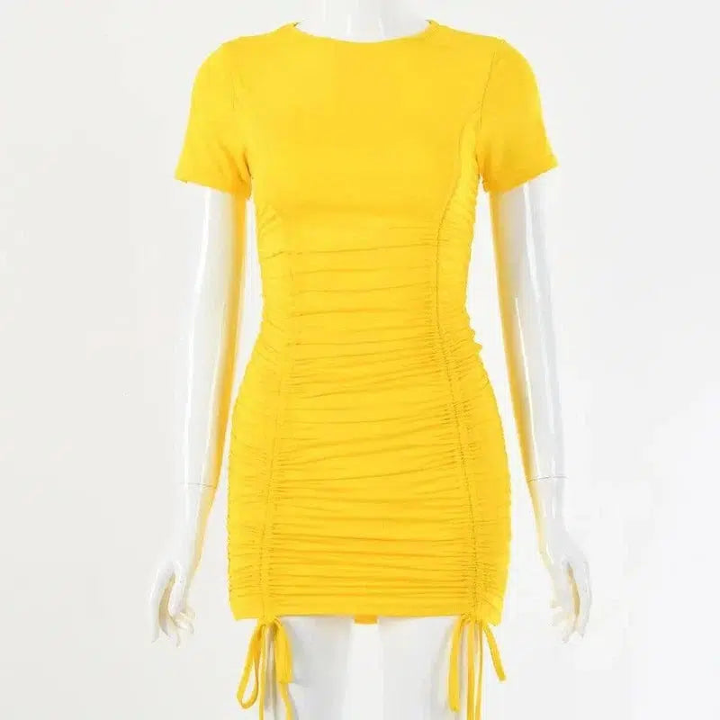 Mini Party Dress-Yellow-14