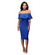 Off Shoulder Ruffles Dress-Royalblue-13