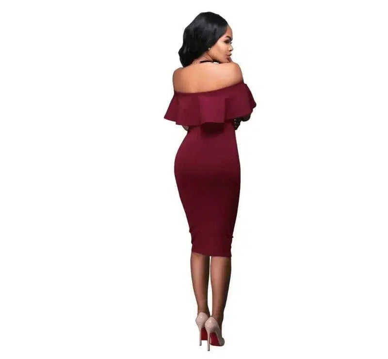 Off Shoulder Ruffles Dress-4