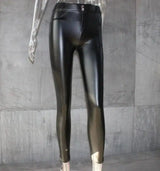 Peach Hip Leather Pants-Thin black-1