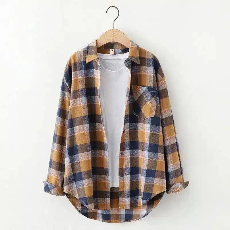 LOVEMI - Lovemi - Plaid Shirt Women'S Long-Sleeved Loose Shirt