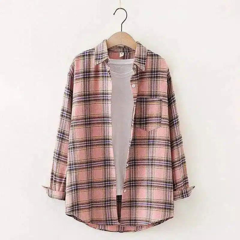 LOVEMI - Lovemi - Plaid Shirt Women'S Long-Sleeved Loose Shirt