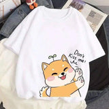 Cute Cartoon Dog Graphic Tee for Casual Wear-White-1