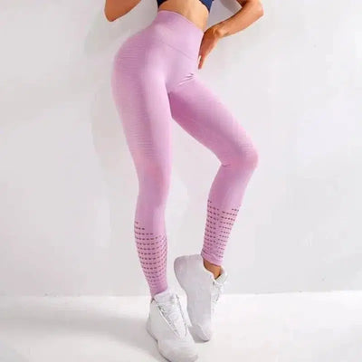 Quick-drying Breathable High-waist Tight Yoga Pants-Pink-5