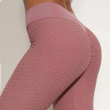 Seamless Nylon Moisture Wicking Sports Fitness Yoga Leggings-Pink-1