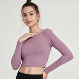 Womens Long Sleeve Crop Top for Fitness-1