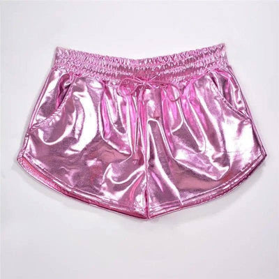 Shiny metallic casual booties shorts-Lavender-11