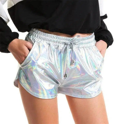 Shiny metallic casual booties shorts-1