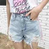 LOVEMI - Lovemi - Shredded slim slimming summer denim shorts