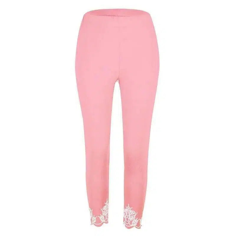 Slim Slimming Printed Cropped Trousers-9Pink-9