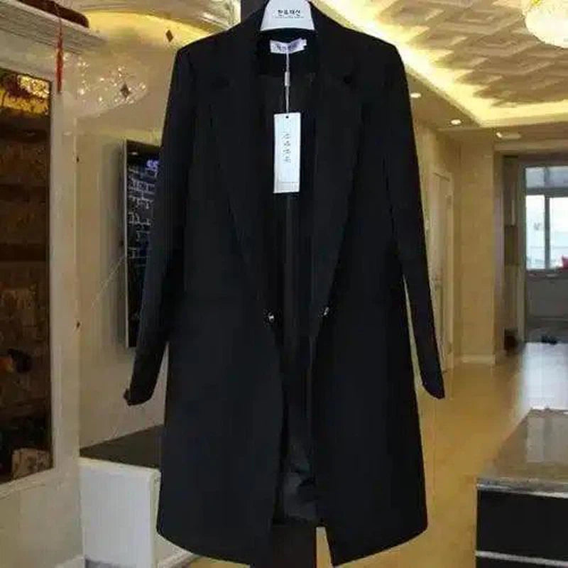 Women's Long Sleeve Mid-Length Coat-Black-8