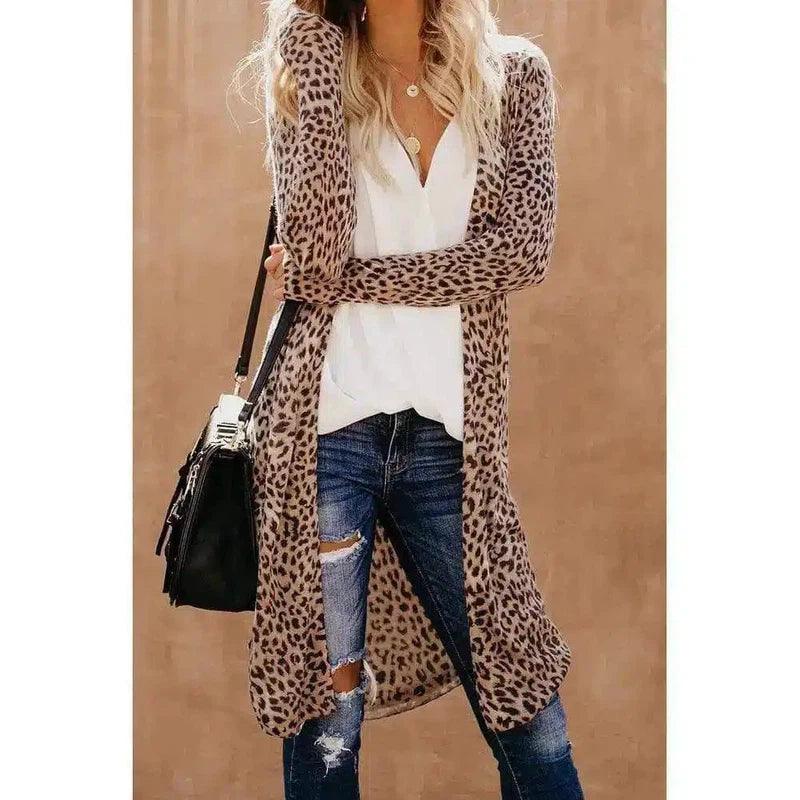 Women's Long Sleeve Cardigan Sweaters-leopard pattern-8