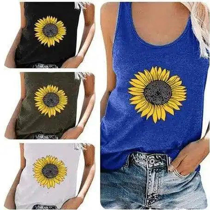 Women's Sunflower Tank Top Sleeveless Shirt-1