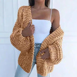 Chic Chunky Womens Cardigan for All Seasons-Brown-4